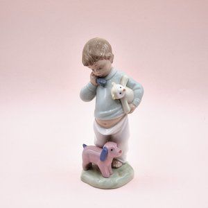 NAO Lladro Figurine, Boy with Puppy, Vintage Collectibles